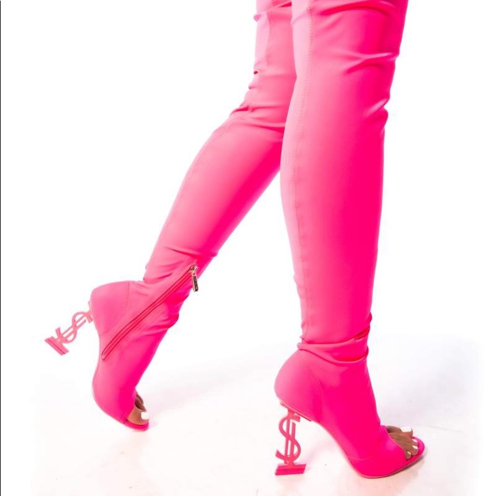 Money Sign Pink Boots